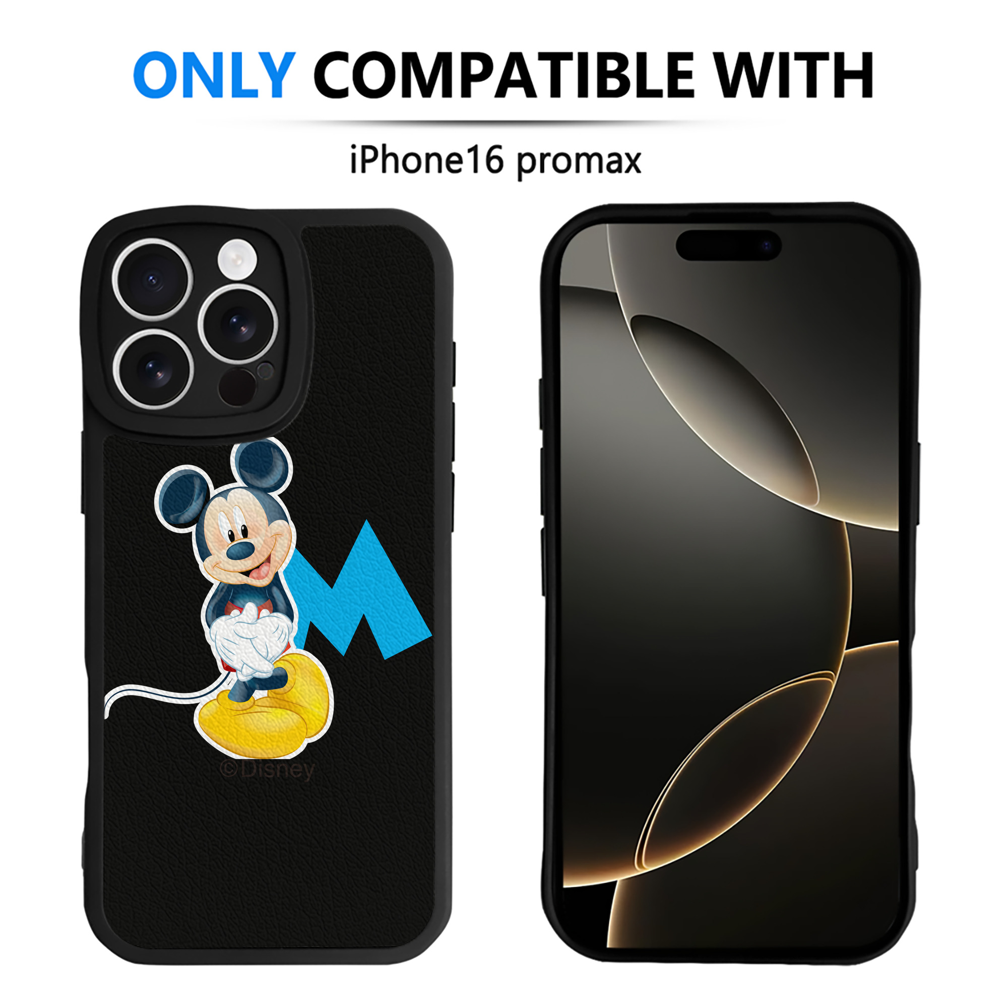 （画像用） ミッキーマウス Mickey Mouse 【iPhone 16シリーズ対応】シリコンスマホケース（レザー調） 材質：シリコン